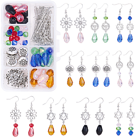DIY Earring Making, with Tibetan Style Alloy Links & Beads, Glass Beads, Brass Earring Hooks, Iron Eye Pins and Head Pins