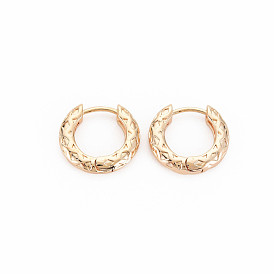 Brass Huggie Hoop Earring, Textured Chunky Hinged Earrings for Women, Nickel Free