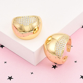 Латунные кольца-манжеты с микропаве и прозрачным цирконием для женщин