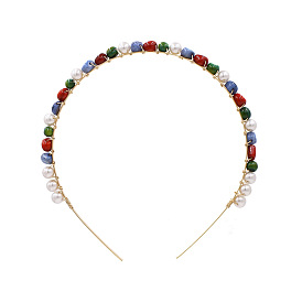 Handmade Copper Wire Beaded Crystal Headband - Colorful, Student Hair Accessories.