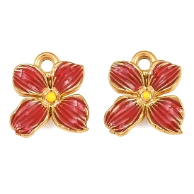 304 acier inoxydable émail pendentifs, charmes de fleurs, placage ionique (ip)
