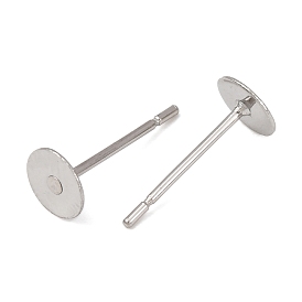 316 серьги-гвоздики с плоскими круглыми заглушками из хирургической нержавеющей стали, лоток : 5 мм, 12x5 мм, штифты : 0.8 мм