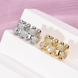 Латунные микропаве кубические цирконии манжеты открытые кольца для женщин, без кадмия и без свинца, долговечный, стойки покрытие