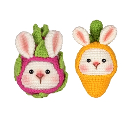 DIY Carrot & Rabbit Knitting Kits for Beginners, Including Crochet Hook & Needle & Yarn, Stitch Marker, Stuffing, Instructions