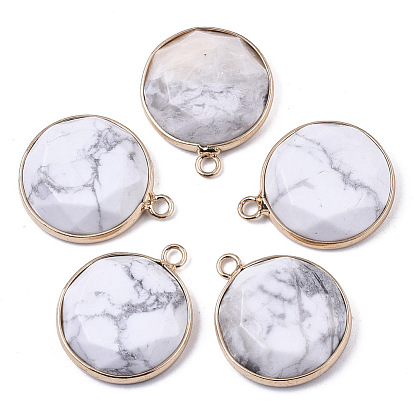 Природных драгоценных камней подвески, с краем из латуни, покрытой светлым золотом, полукруглый, граненые