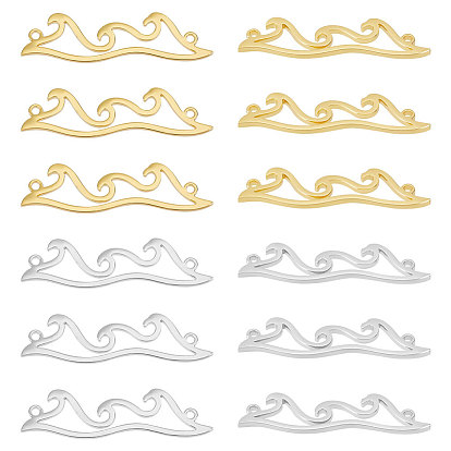 20шт 2 цвета 304 подвески из нержавеющей стали, звенья в форме волны