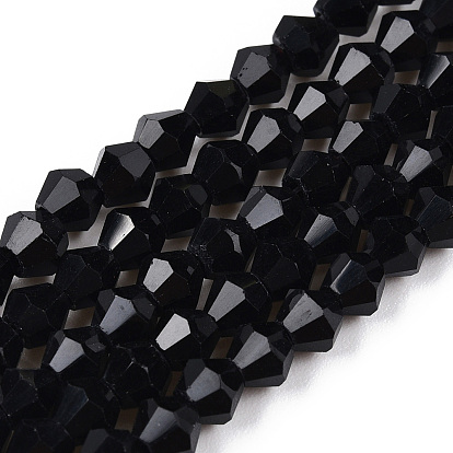 Непрозрачные сплошные цветные стеклянные бусины, имитация нефрита, граненые, двухконусные