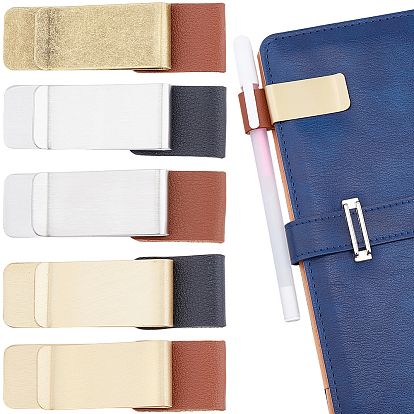 5шт. 5 стиль латунный держатель для билетов, с кольцом из искусственной кожи, офисные принадлежности, прямоугольные