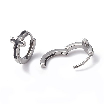 316 Stainless Steel Cross Hoop Earrings for Men Women