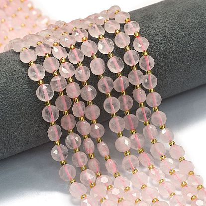 Природного розового кварца нитей бисера, граненый пятиугольный разрез, плоско-круглые, с бисером