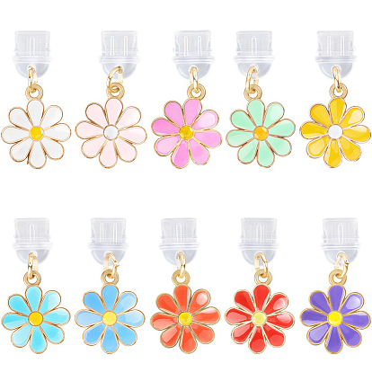 10шт пластиковые мобильные пылезащитные заглушки, с подвесками из эмали и сплава , цветок