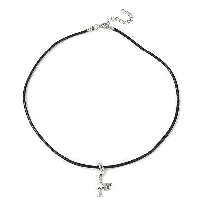 Alloy Bird Pendant Necklaces, with Imitation Leather Cords