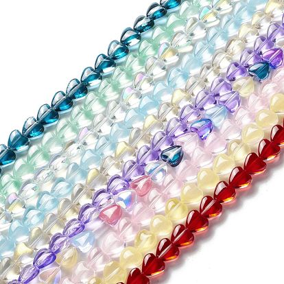 Transparent Glass Beads Strand, Heart