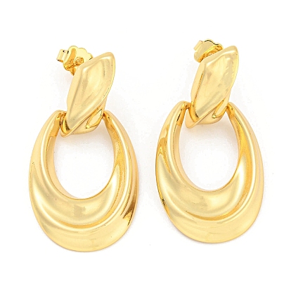 Hollow Teardrop Rack Plating Brass Dangle Stud Earrings, Long-Lasting Plated, Cadmium Free & Lead Free