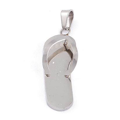 Pendentifs en acier inoxydable, avec bélières snap on, pantoufles/tongs