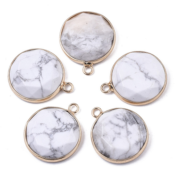 Природных драгоценных камней подвески, с краем из латуни, покрытой светлым золотом, полукруглый, граненые