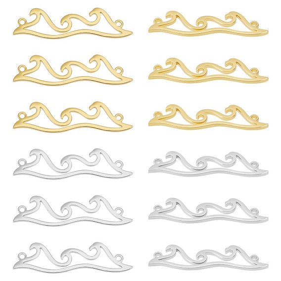 20шт 2 цвета 304 подвески из нержавеющей стали, звенья в форме волны