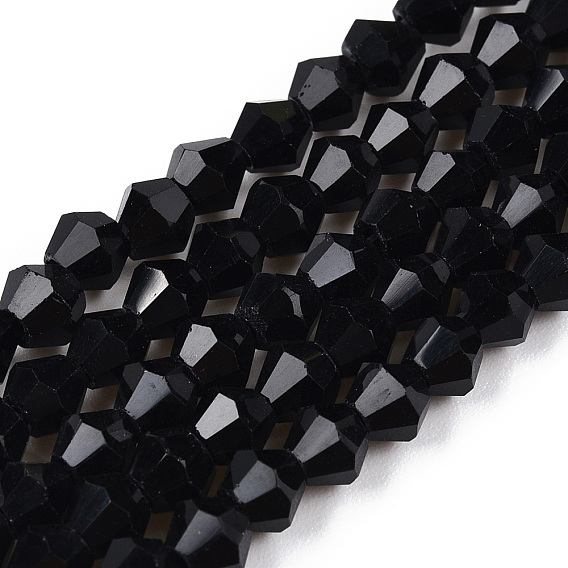 Непрозрачные сплошные цветные стеклянные бусины, имитация нефрита, граненые, двухконусные