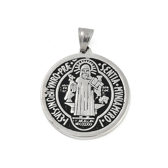 304 подвески из нержавеющей стали, плоский круглый с cssml ndsmd крест крест бог отец/святой бенедикт шарм