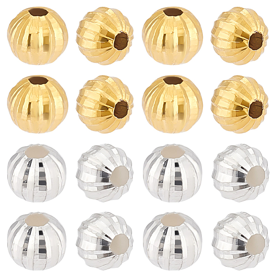 20 шт. 2 цвета, фантазийная огранка, граненые, круглые 925 бусины из стерлингового серебра