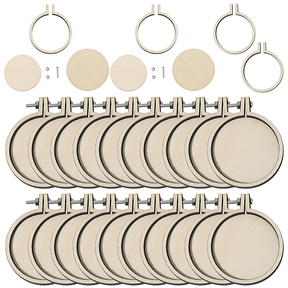 20 шт. мини-деревянные пяльцы для вышивания, вышивка крестиком обручи, для поделок кулон вышивка рамка ремесло украшения, круглый узор
