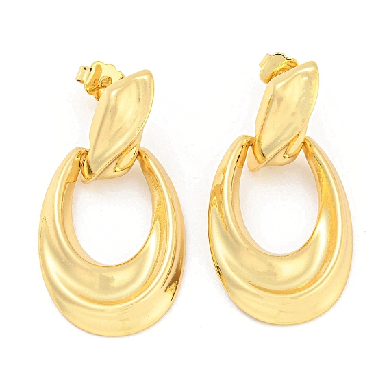 Hollow Teardrop Rack Plating Brass Dangle Stud Earrings, Long-Lasting Plated, Cadmium Free & Lead Free