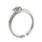 Brass Finger Cup Peg Ring Settings, for Half Drilled Beads, Lead Free & Cadmium Free & Nickel Free, Flower, Size 6