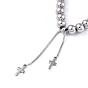 Adjustable 304 Stainless Steel Slider Bracelets, Bolo Bracelets, Cross & Oval with Virgin Mary