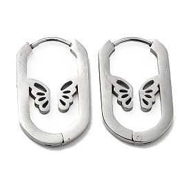 304 Stainless Steel Oval with Butterfly Hoop Earrings for Women