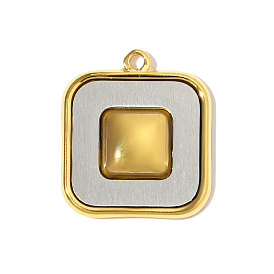 304 подвески из нержавеющей стали, квадратных амулеты, зеркальная полировка, ионное покрытие (ip)