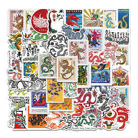 53Pcs Dragon Stamp PVC Waterproof Self-Adhesive Stickers, Cartoon Stickers, for Party Decorative Presents