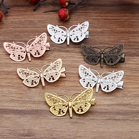 Brass Butterfly with Iron Alligator Hair Clips, Vintage Hair Accessories Decorative