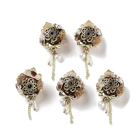 Cuentas de flores de resina de aleación, con perlas de imitación abs