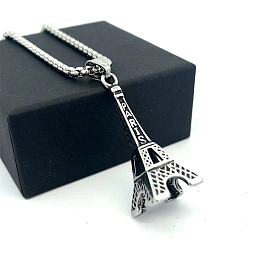 Винтажный кулон в виде Эйфелевой башни в Париже 304 Мужские ожерелья из нержавеющей стали, не тускнеет