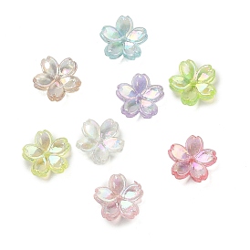 Transparent ABS Plastic Beads Cap, AB Color Plated, 5-Petal Flower