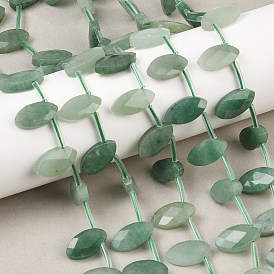 Естественный зеленый авантюрин бисер нитей, граненые, лошадиный глаз , Топ пробуренной, с пластиковыми трубчатыми бусинами