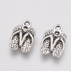 Tibetan Style Alloy Charms, Slipper with Word, Cadmium Free & Lead Free