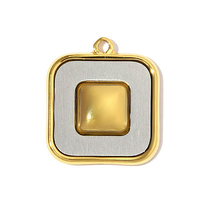 304 подвески из нержавеющей стали, квадратных амулеты, зеркальная полировка, ионное покрытие (ip)