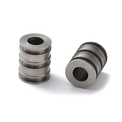 303 Stainless Steel European Beads, Large Hole Beads, Grooved Column