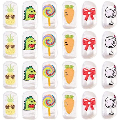 30 шт 6 стиль 3 d печатные бусины из абс-пластика имитация жемчуга, прямоугольник с ананасом, морковью и динозавром