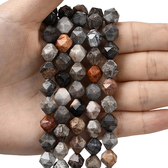 Природные окаменелые коралловые бусы пряди, звезды вырезать круглые бусы, граненые