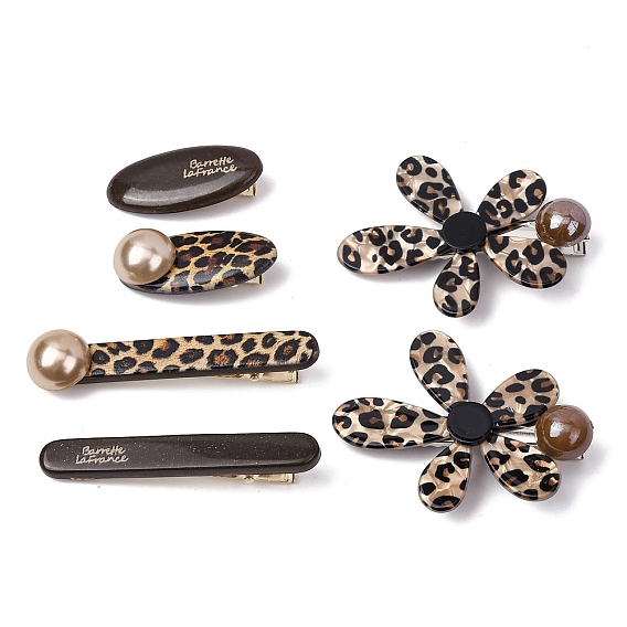 Заколки-крокодилы из сплава и смолы, заколки для волос для женщин и девочек, леопардовым принтом