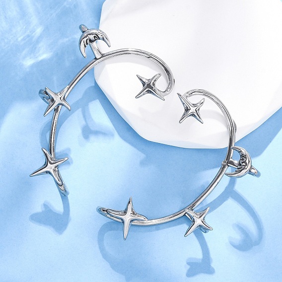 316 хирургические серьги-манжеты из нержавеющей стали., звезды с луной, слева и справа
