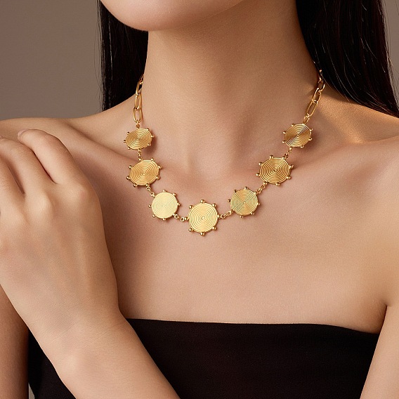 304 плоские круглые ожерелья-нагрудники из нержавеющей стали для женщин