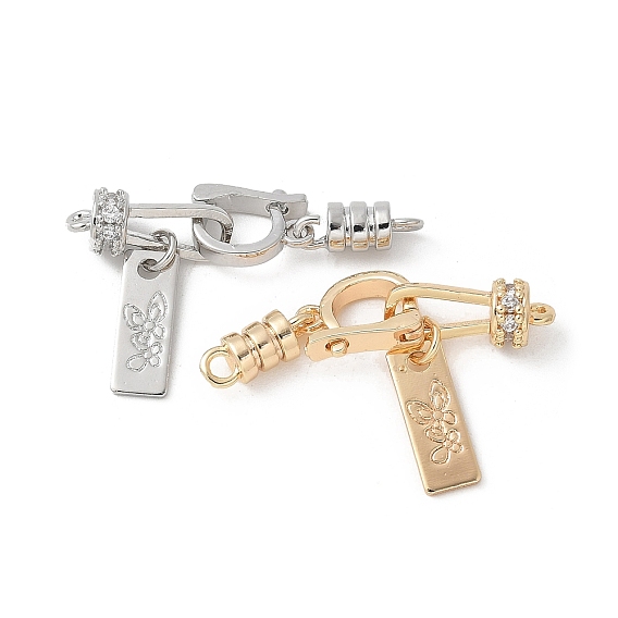 Латунные микро проложить кубического циркония раз за застежками, без кадмия, без никеля и без свинца, прямоугольные