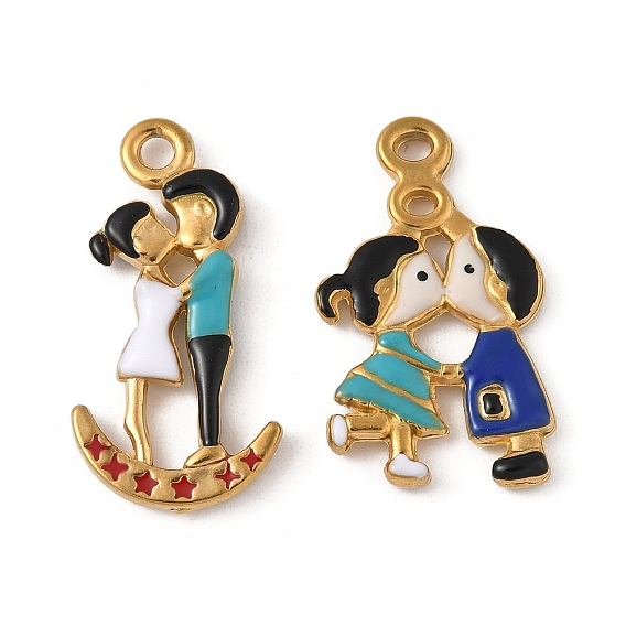 304 нержавеющей стальной эмали подвески, золотые, амулеты для мальчиков и девочек