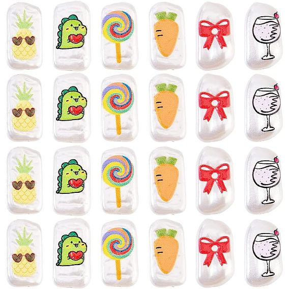 30 шт 6 стиль 3 d печатные бусины из абс-пластика имитация жемчуга, прямоугольник с ананасом, морковью и динозавром