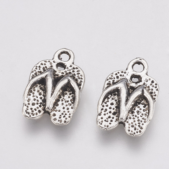 Tibetan Style Alloy Charms, Slipper with Word, Cadmium Free & Lead Free