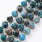Natural Apatite Beads Strands, with Seed Beads, Six Sided Celestial Dice, Dyed, Faceted
