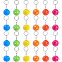 24 pièces 6 porte-clés pendentif boule en acier inoxydable et plastique PE de différentes couleurs, pour porte-clés, sac à main, ornement de sac à dos, couleur inox